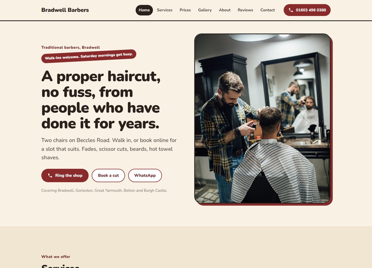 Bradwell Barbers home page
