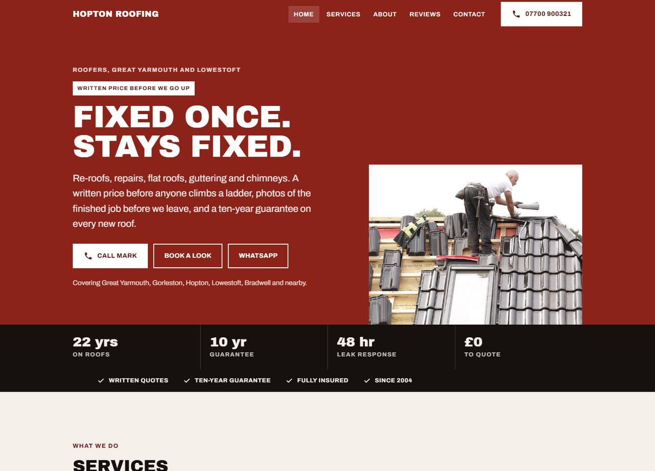 Hopton Roofing home page